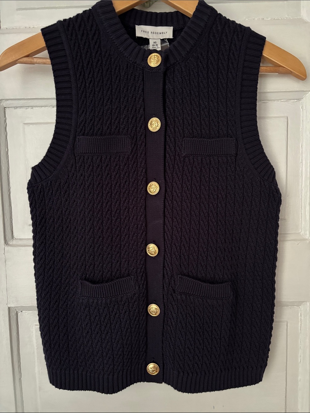 FREE ASSEMBLY BUTTON FRONT SWEATER VEST - Picture 2 of 9